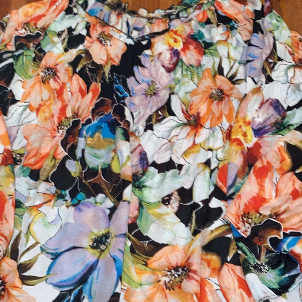Spense Extra Large, Flowered Blouse, Three-Quarte… - image 2